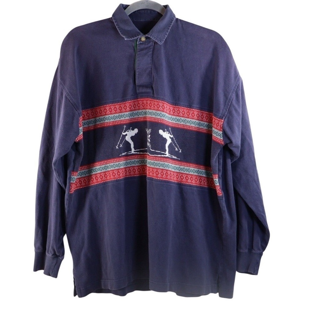 VTG Rugby Polo Pull Over Ski Skiing Men's XL Preppy 90's Classic Heavyweights
